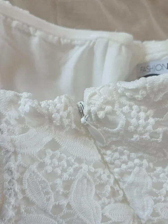 Fashion Nova Isn't She lovely White Strapless Lace Midi Dress Size Medium - Picture 12 of 15